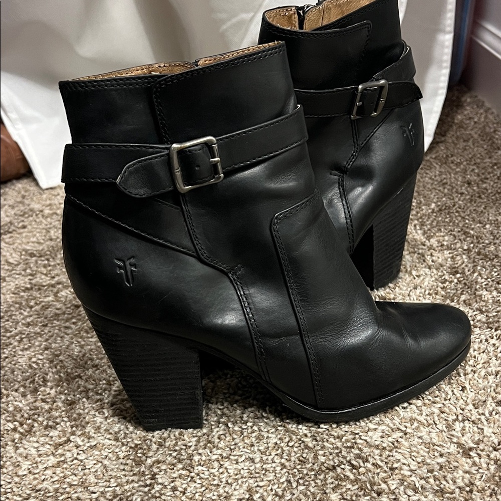 Frye Patty Riding Bootie Black Heeled Leather Boots